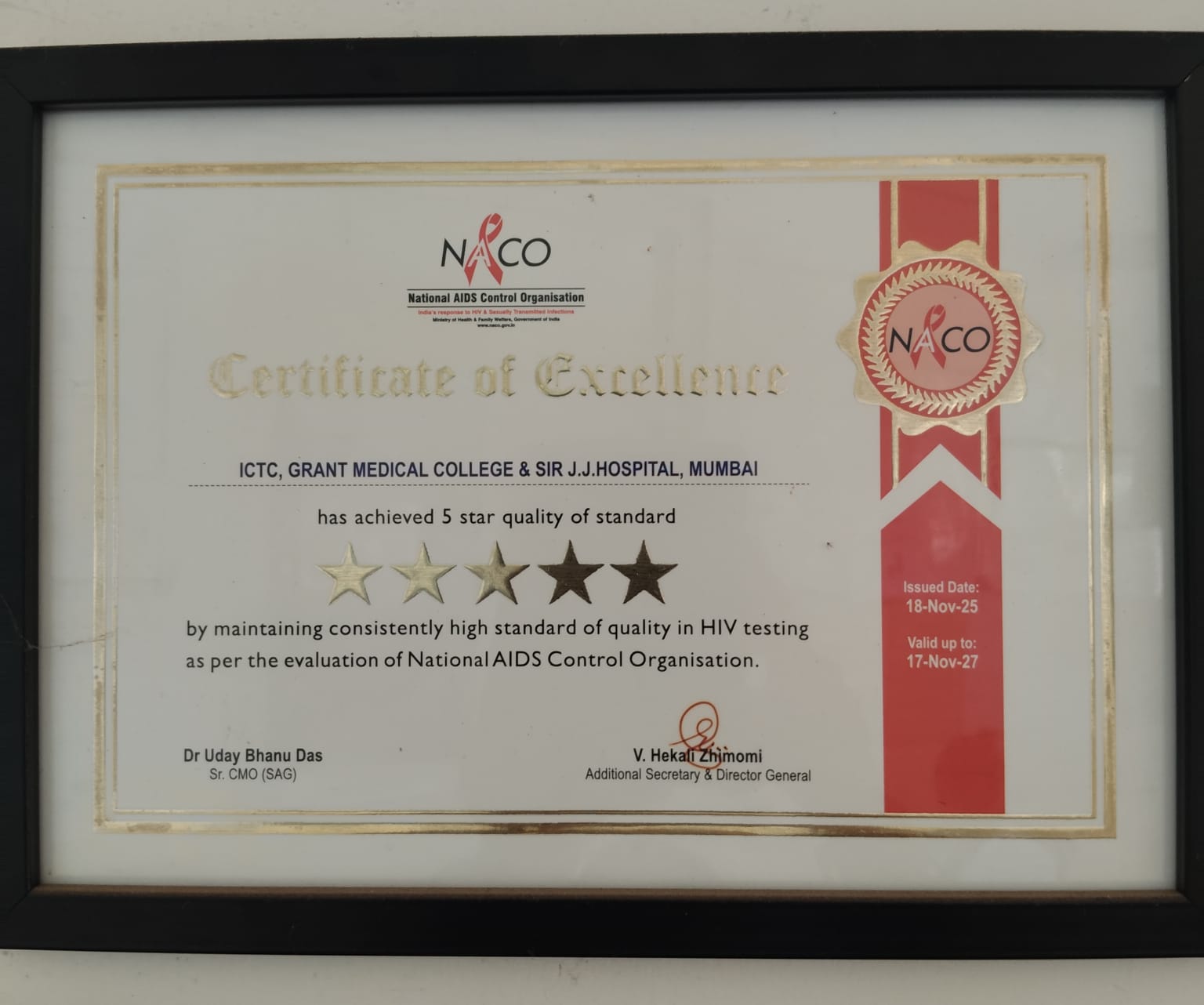 NACO Certificate of Excellence